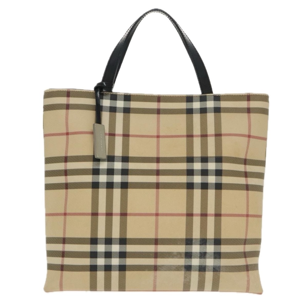 BURBERRY Nova Check Hand Bag PVC Beige Auth 102372 - Picture 2 of 16